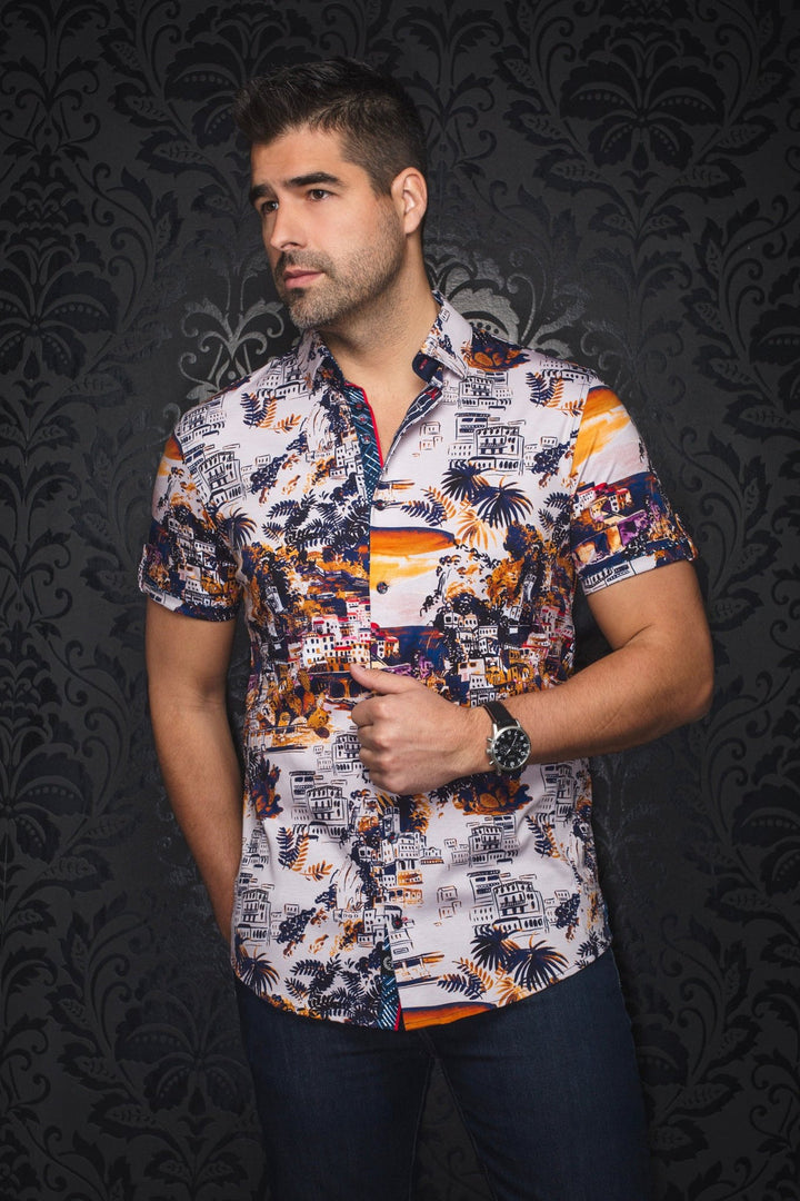Au Noir Stretch Short Sleeve Shirt | Elster Stone