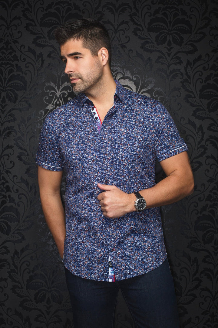 Au Noir Stretch Short Sleeve Shirt | Elton Navy