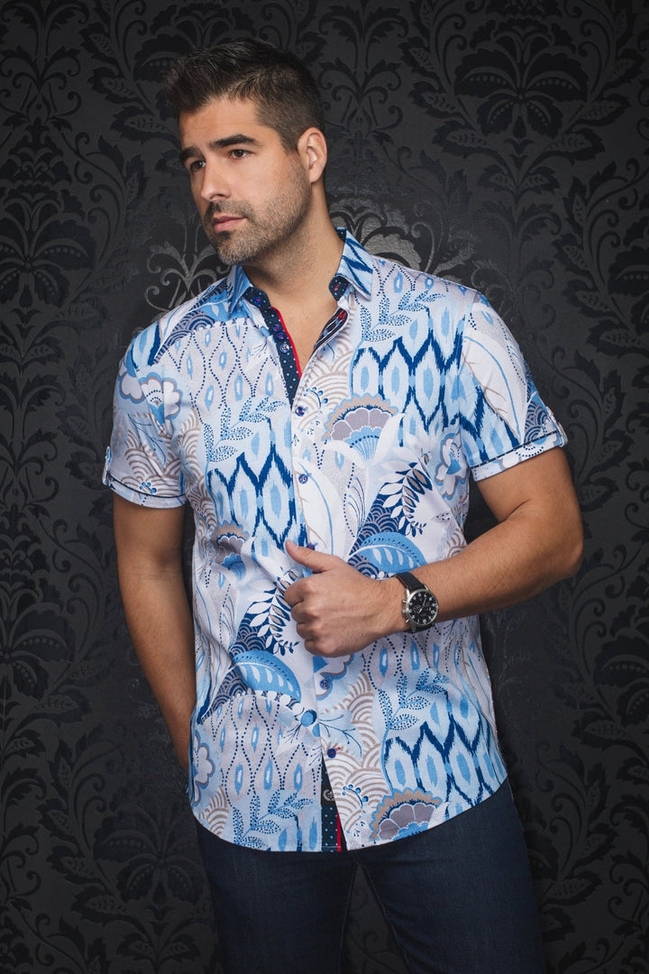 Au Noir Stretch Short Sleeve Shirt | Kyle Light Blue