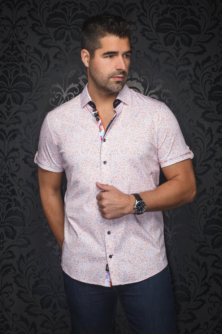 Au Noir Stretch Short Sleeve Shirt | Lando Orange