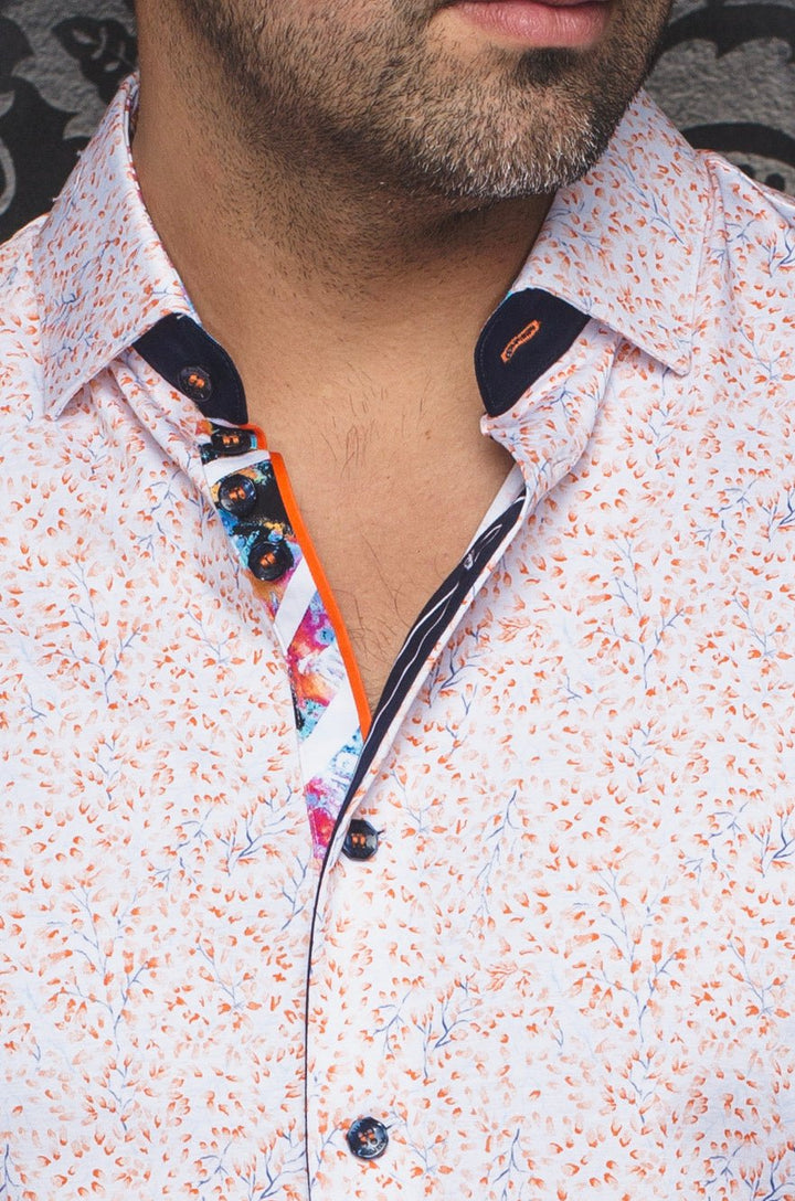 Au Noir Stretch Short Sleeve Shirt | Lando Orange