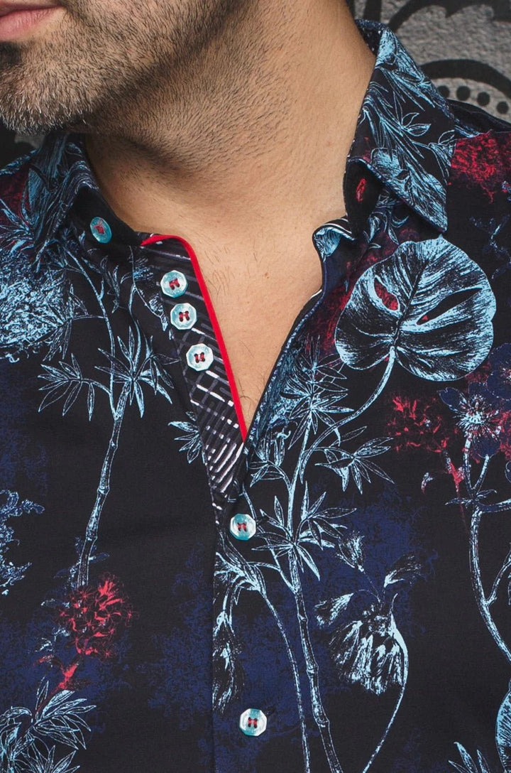 Au Noir Stretch Short Sleeve Shirt | Marengo Black Turquoise