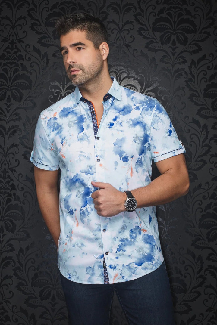 Au Noir Stretch Short Sleeve Shirt | Pemba Light Aqua