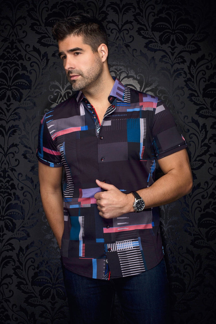 Au Noir Stretch Short Sleeve Shirt | Randford Black