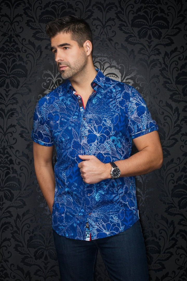 Au Noir Stretch Short Sleeve Shirt | Ronaldo Blue