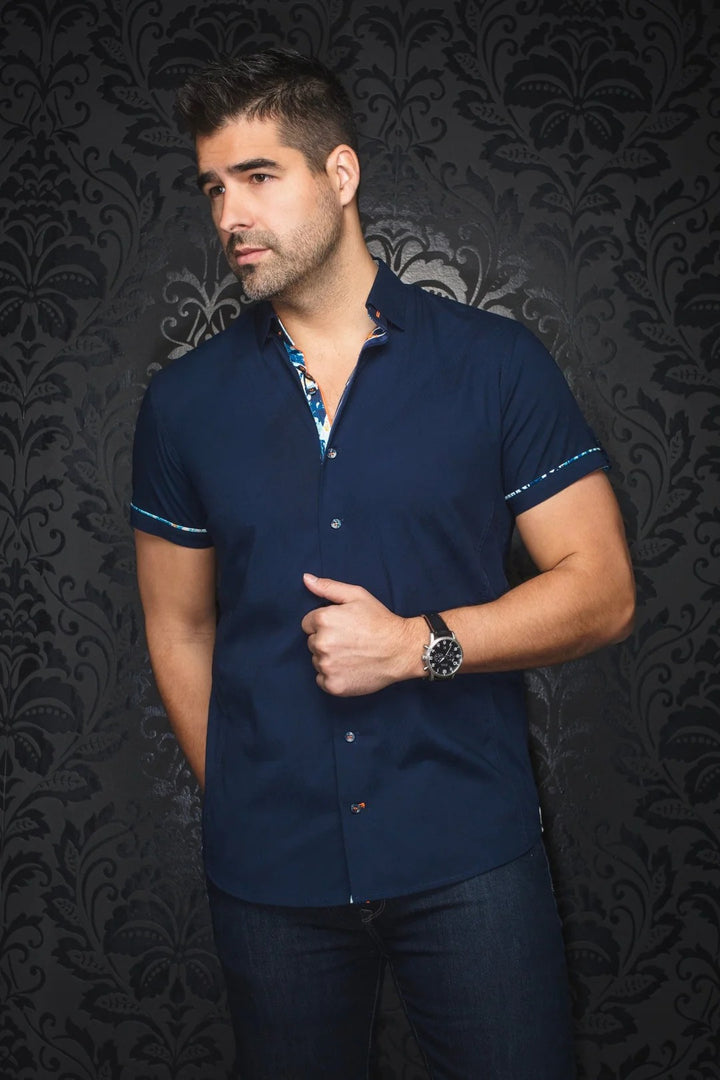 Au Noir Stretch Short Sleeve Shirt | Fajardo Navy