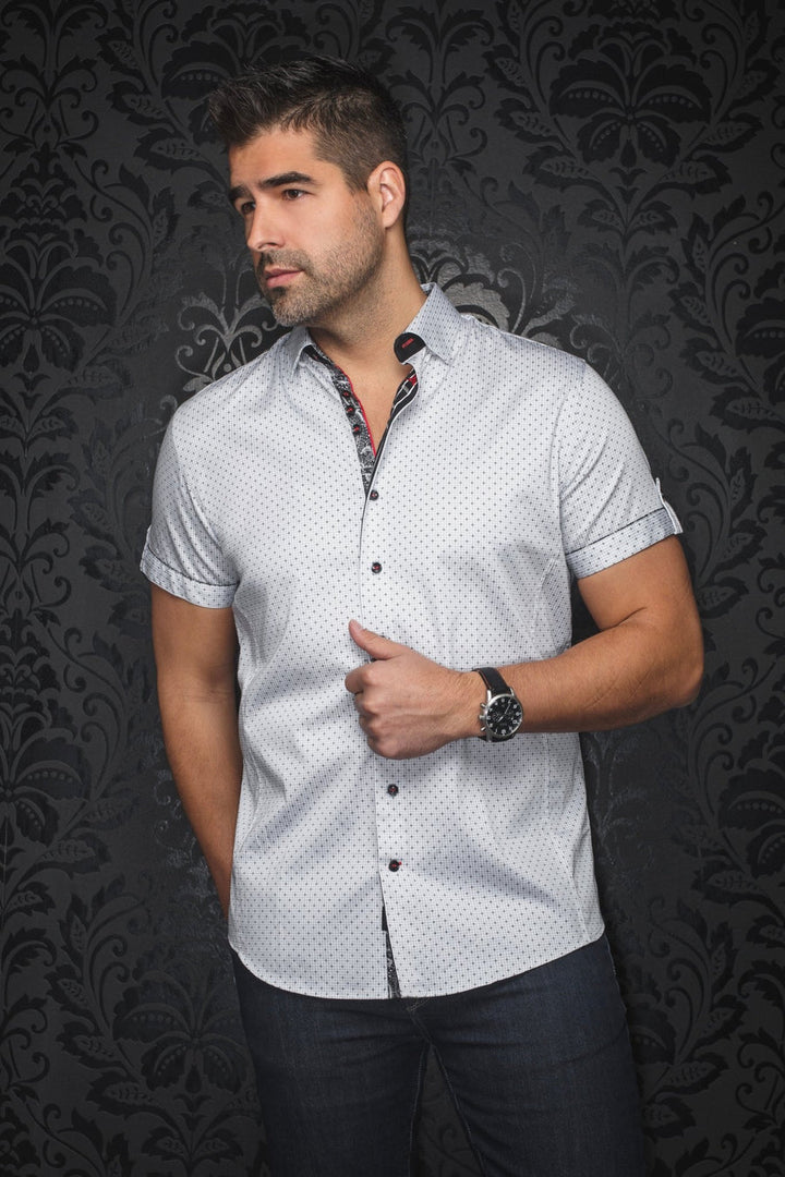 Au Noir Stretch Short Sleeve Shirt | Faro White Black