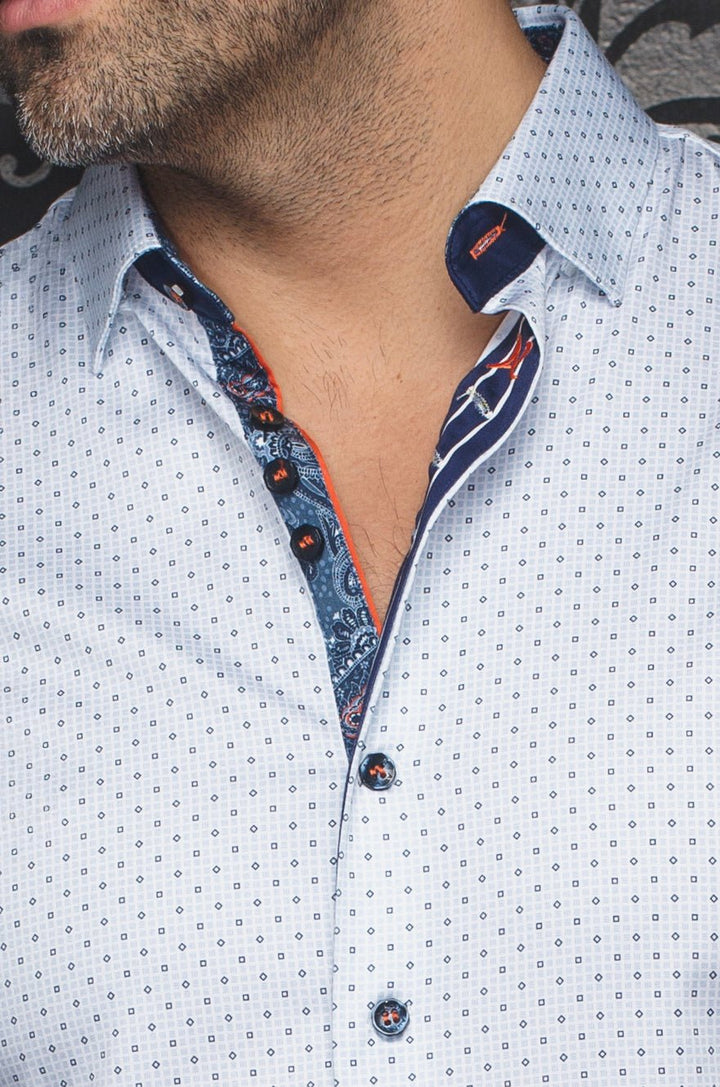 Au Noir Stretch Short Sleeve Shirt | Faro White Blue