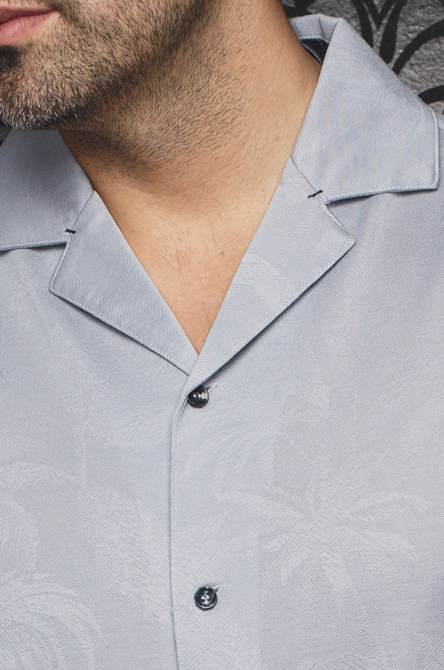 Au Noir Stretch Short Sleeve Shirt Flat Collar | Brahea Light Grey