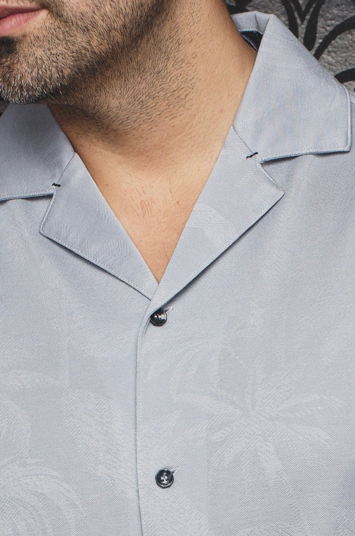 Au Noir Stretch Short Sleeve Shirt Flat Collar | Brahea Light Grey