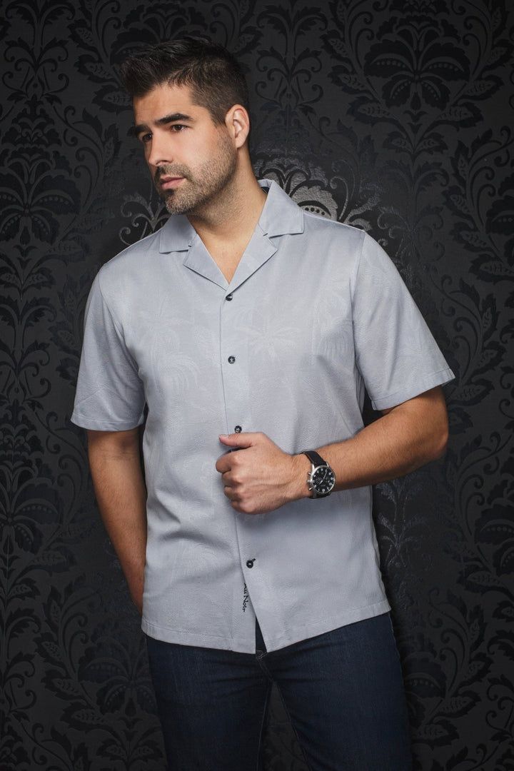 Au Noir Stretch Short Sleeve Shirt Flat Collar | Brahea Light Grey