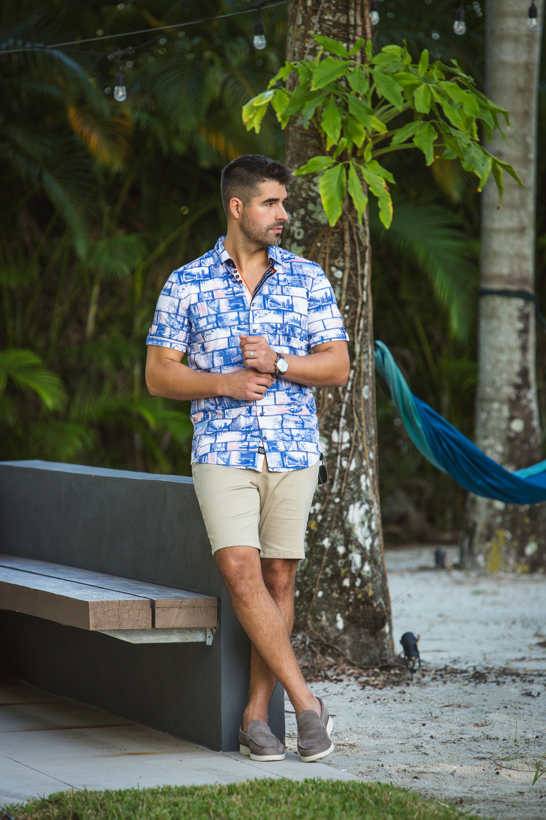 Au Noir Stretch Short Sleeve Shirt | Medford Blue Orange