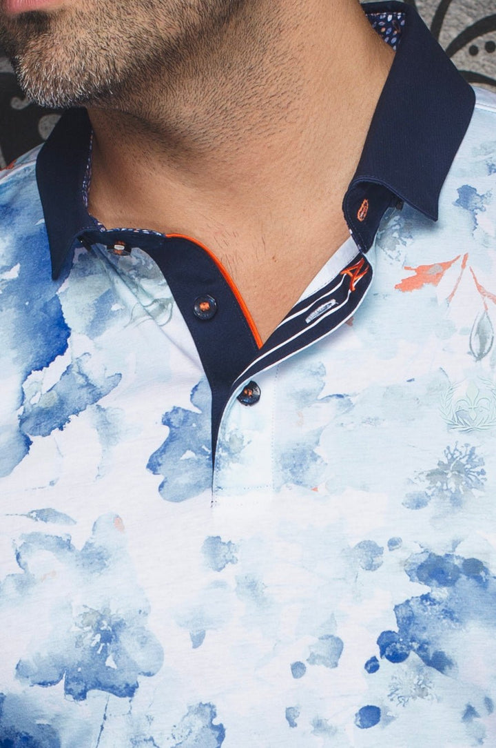 Au Noir Stretch Short-Sleeve Polo | Anzio Light Aqua
