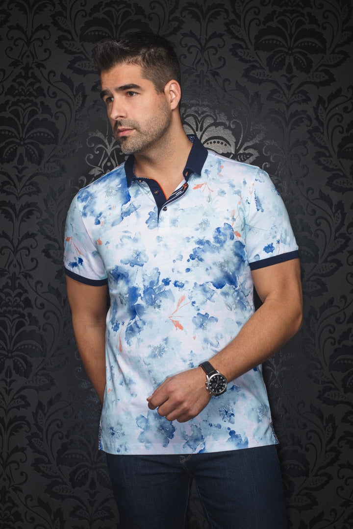 Au Noir Stretch Short-Sleeve Polo | Anzio Light Aqua