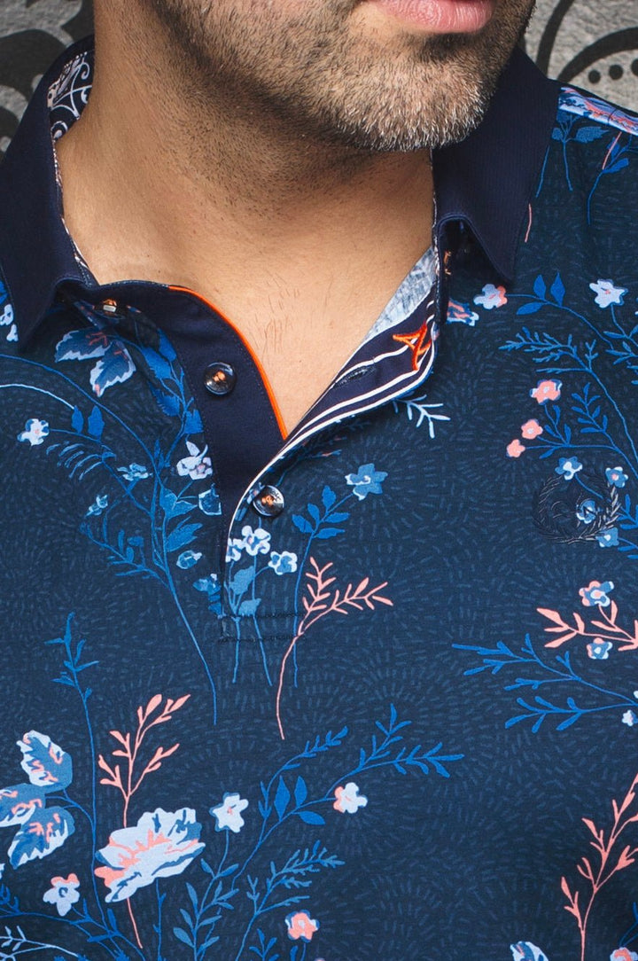 Au Noir Stretch Short-Sleeve Polo | Caballero Navy