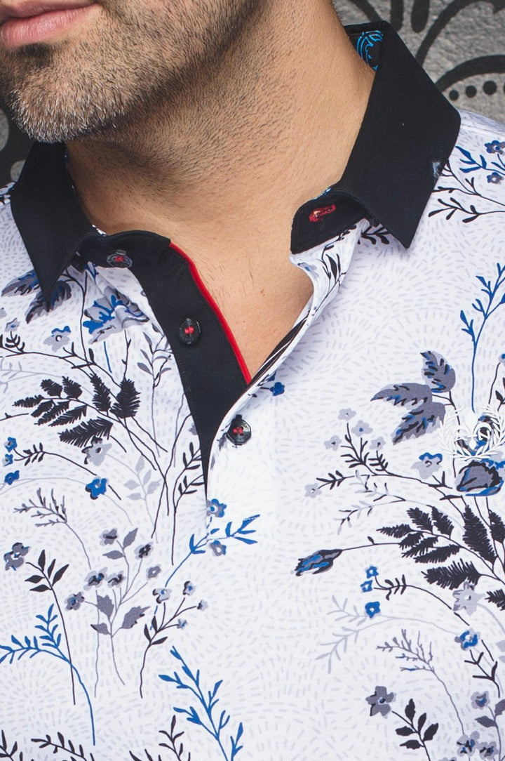 Au Noir Stretch Short-Sleeve Polo | Caballero White Indigo