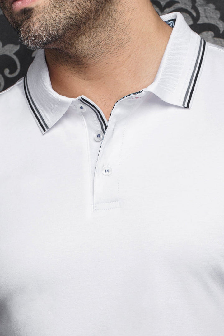 Au Noir Stretch Short-Sleeve Polos | Dellario White