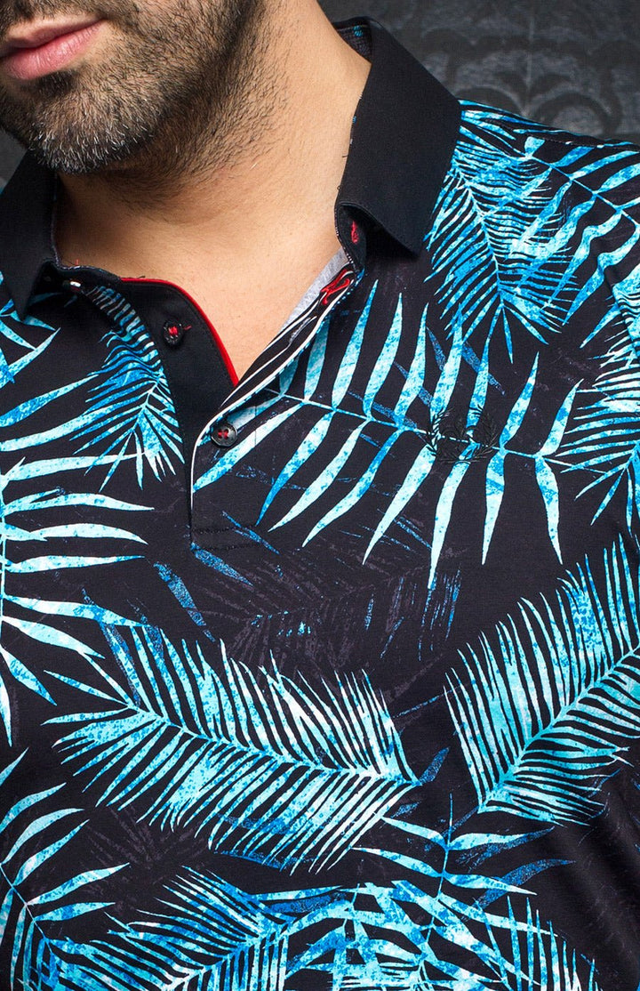 Au Noir Stretch Short-Sleeve Polos | Hilo Black Turq