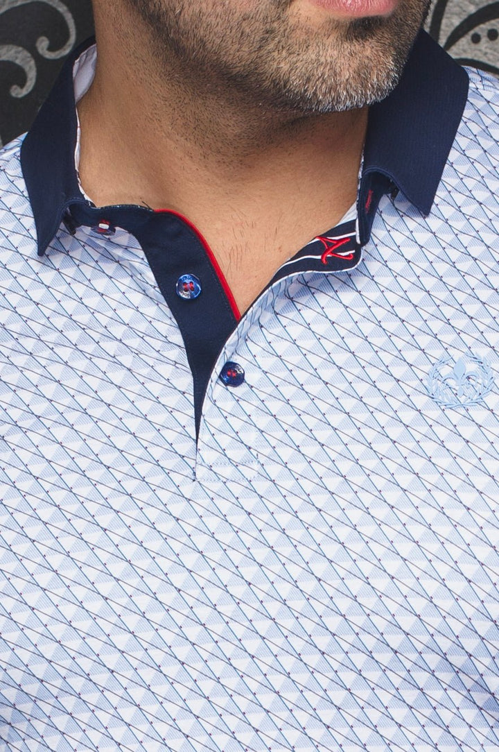 Au Noir Stretch Short-Sleeve Polo | Jed White Light Blue