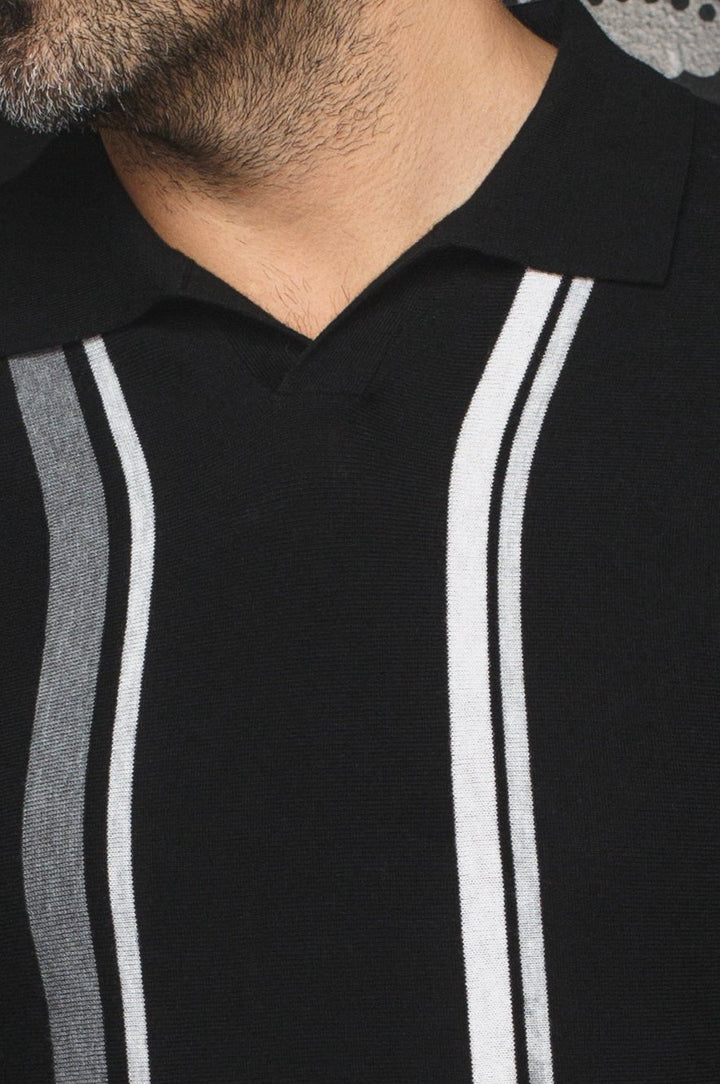 Au Noir Stretch Short-Sleeve Polo | Polo Tricot Avery Black