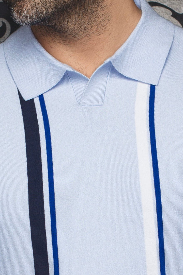 Au Noir Stretch Short-Sleeve Polo | Polo Tricot Avery Light Blue
