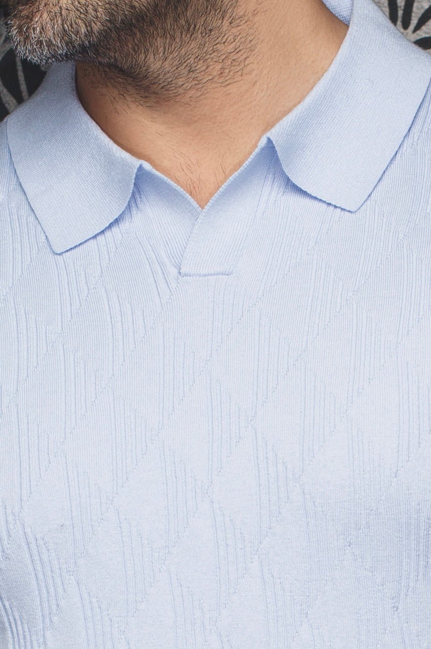 Au Noir Stretch Short-Sleeve Polo | Polo Tricot Lowick Light Blue