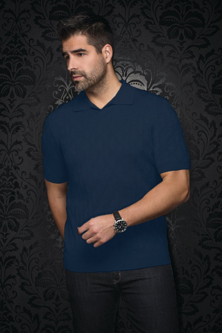 Au Noir Stretch Short-Sleeve Polo | Polo Tricot Lowick Navy