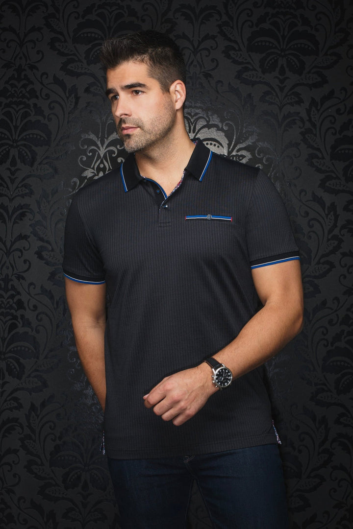 Au Noir Stretch Short-Sleeve Polo | Mayberry Black