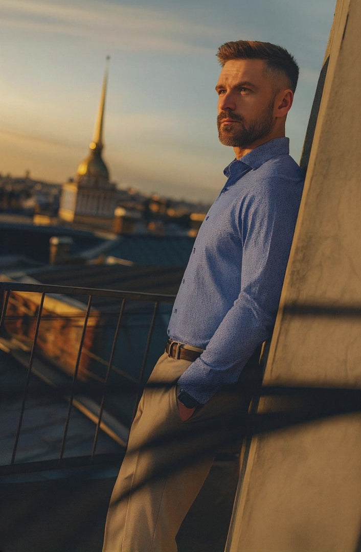 Maceoo Stretch Shirt | Eins Ascension0021 Blue
