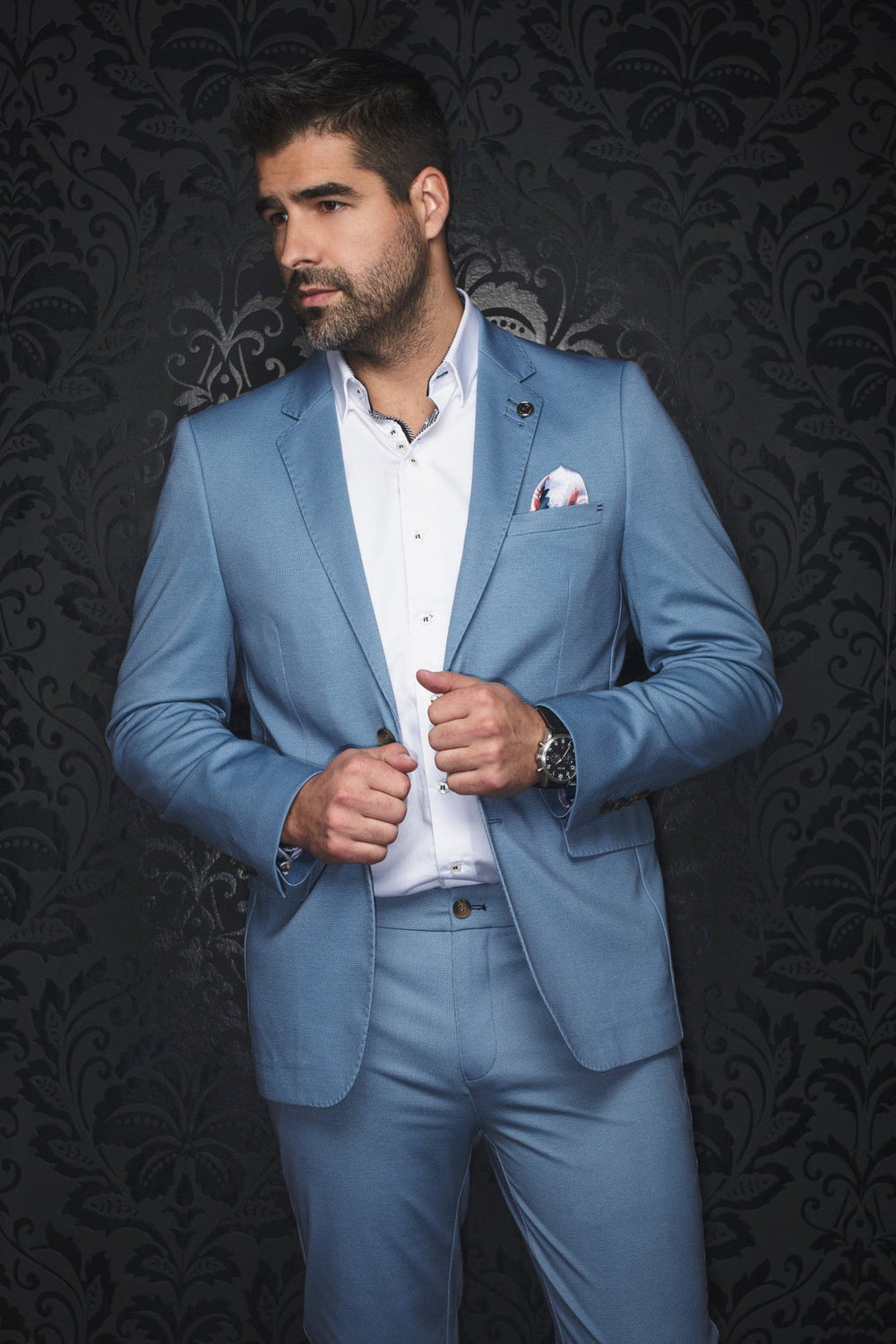 Au Noir Stretch Blazer | Veston Glover Light Blue - Men Fashion
