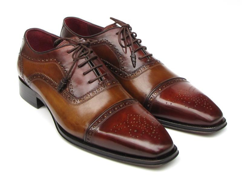 Men\'s Brown Leather Cap-Toe Oxford Shoes with red leather sole Paul Parkman Men main image 2