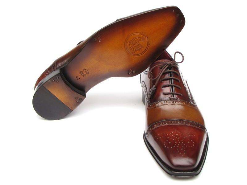 Men\'s Brown Leather Cap-Toe Oxford Shoes with red leather sole Paul Parkman Men main image 4