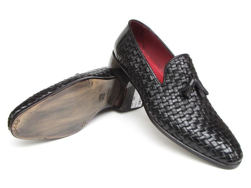 Paul Parkman Men's Tassel Loafer Black Woven Leather (ID#085-BLK) - '----- Paul Parkman Men's Tassel Loafer Black Woven Leather (ID#085-BLK) - '-----