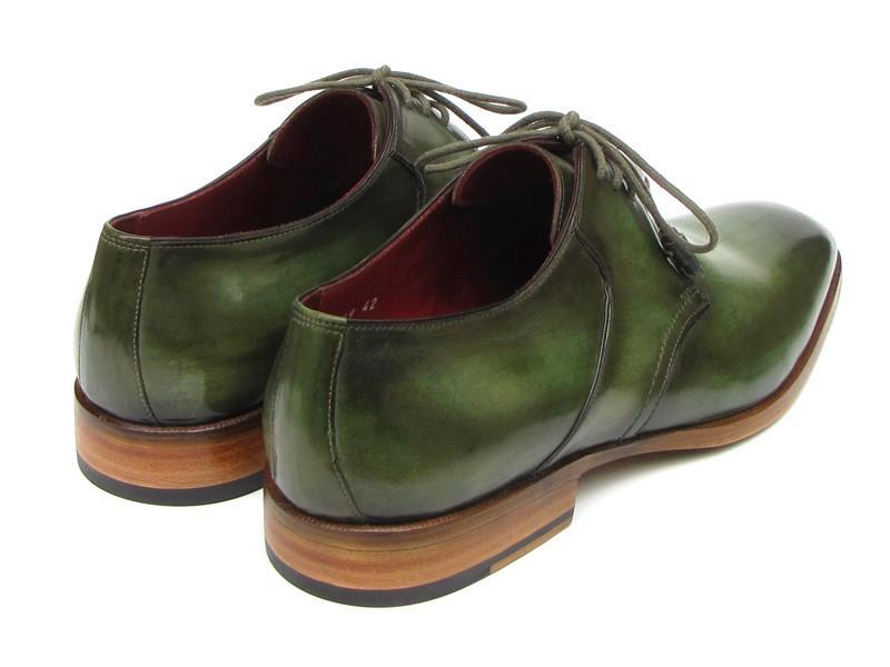 Paul Parkman Men's Green Hand-Painted Derby Shoes Leather Upper and Leather Sole (ID#059-GREEN) - '----- Paul Parkman Men's Green Hand-Painted Derby Shoes Leather Upper and Leather Sole (ID#059-GREEN) - '-----