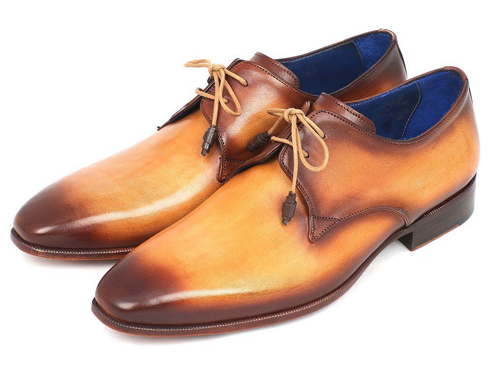 Paul Parkman Brown & Camel Hand-Painted Derby Shoes (ID#326-CMLBRW) EU 40