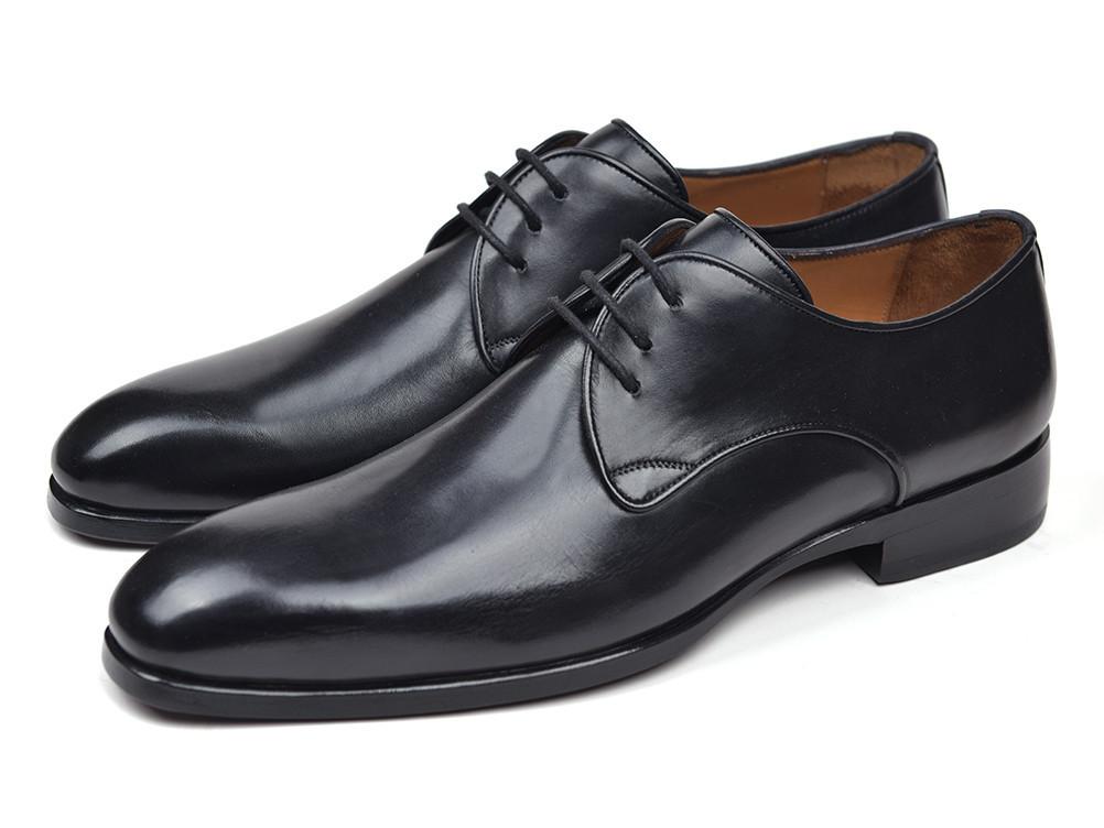 Paul Parkman Men's Black Leather Derby Shoes (ID#34DR-BLK) – Men