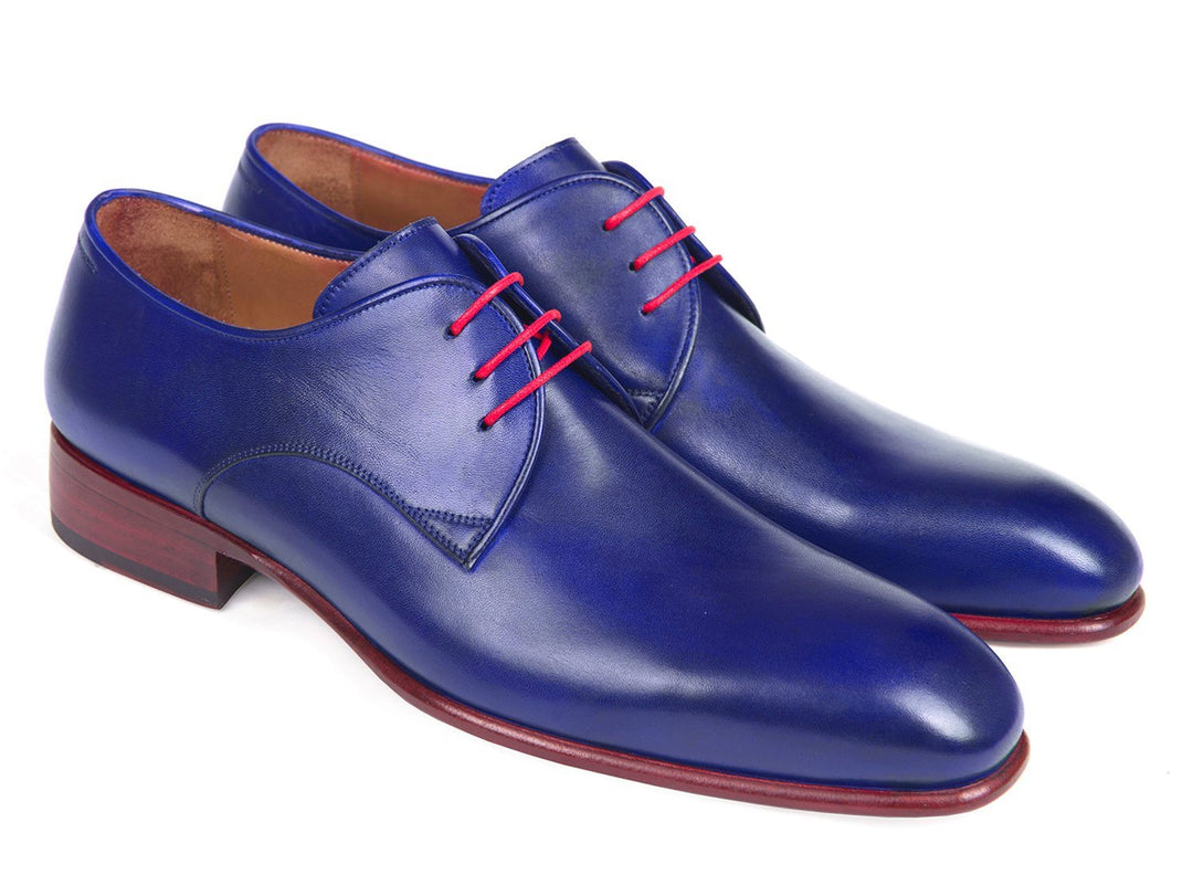Paul Parkman Blue Hand Painted Derby Shoes (ID#633BLU13) – Men Fashion