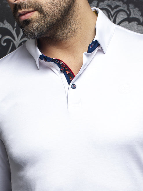 Au Noir Stretch Long-Sleeve Polos | Falcon White