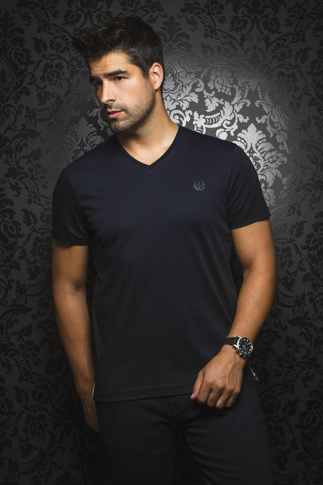 Men Fashion - Au Noir T-Shirt V-Neck - Michael Navy