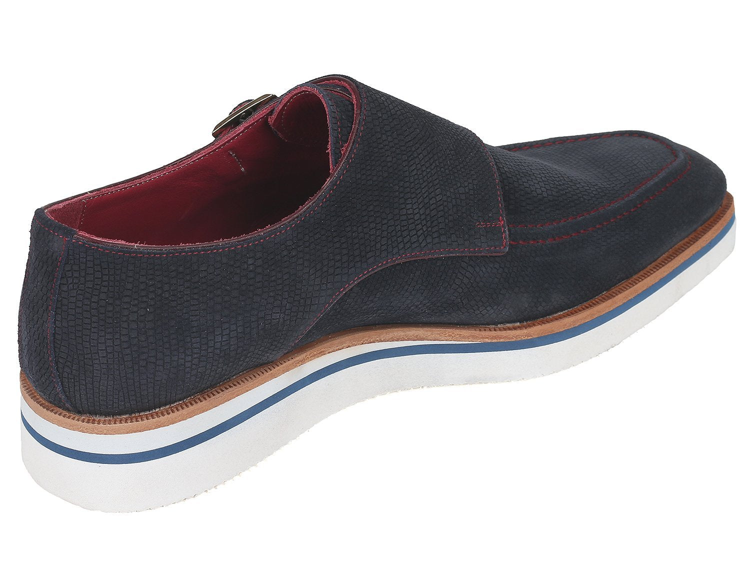 Paul Parkman Men's Smart Casual Monkstrap Shoes Navy Suede (ID#189-NVY ...