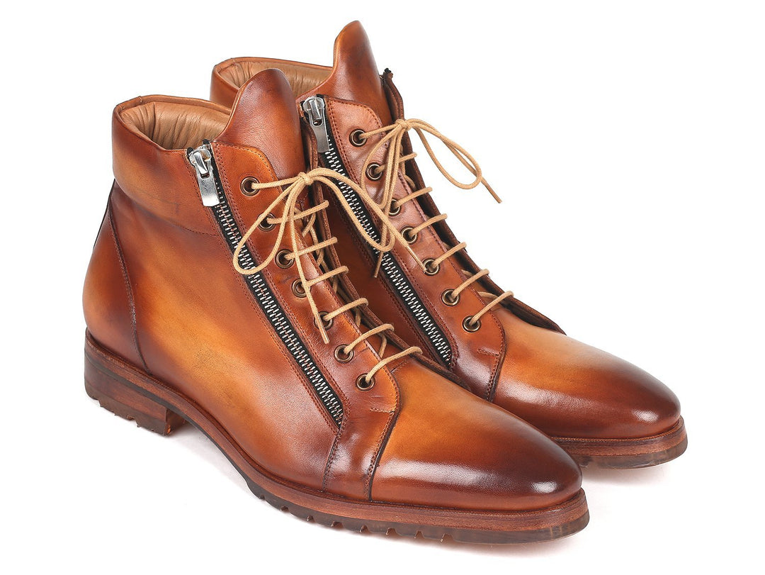 Paul Parkman Men's Side Zipper Leather Boots Light Brown (12455-CML) - '----- Paul Parkman Men's Side Zipper Leather Boots Light Brown (12455-CML) - '-----