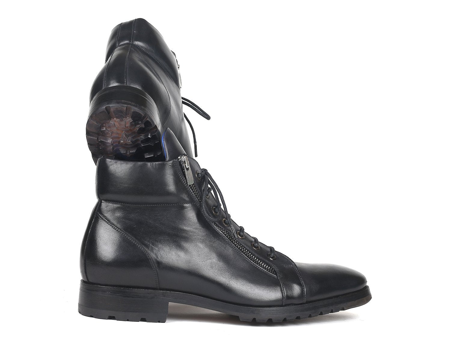 Paulページ Paul Parkman Men's Side Zipper Leather Boots Black (12455-BLK