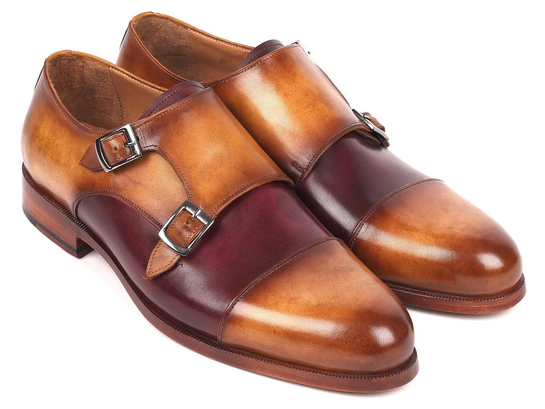 Paul Parkman Men's Captoe Double Monkstraps Brown & Purple (ID#045BP17) EU 38 - US 6 Paul Parkman Men's Captoe Double Monkstraps Brown & Purple (ID#045BP17) EU 38 - US 6