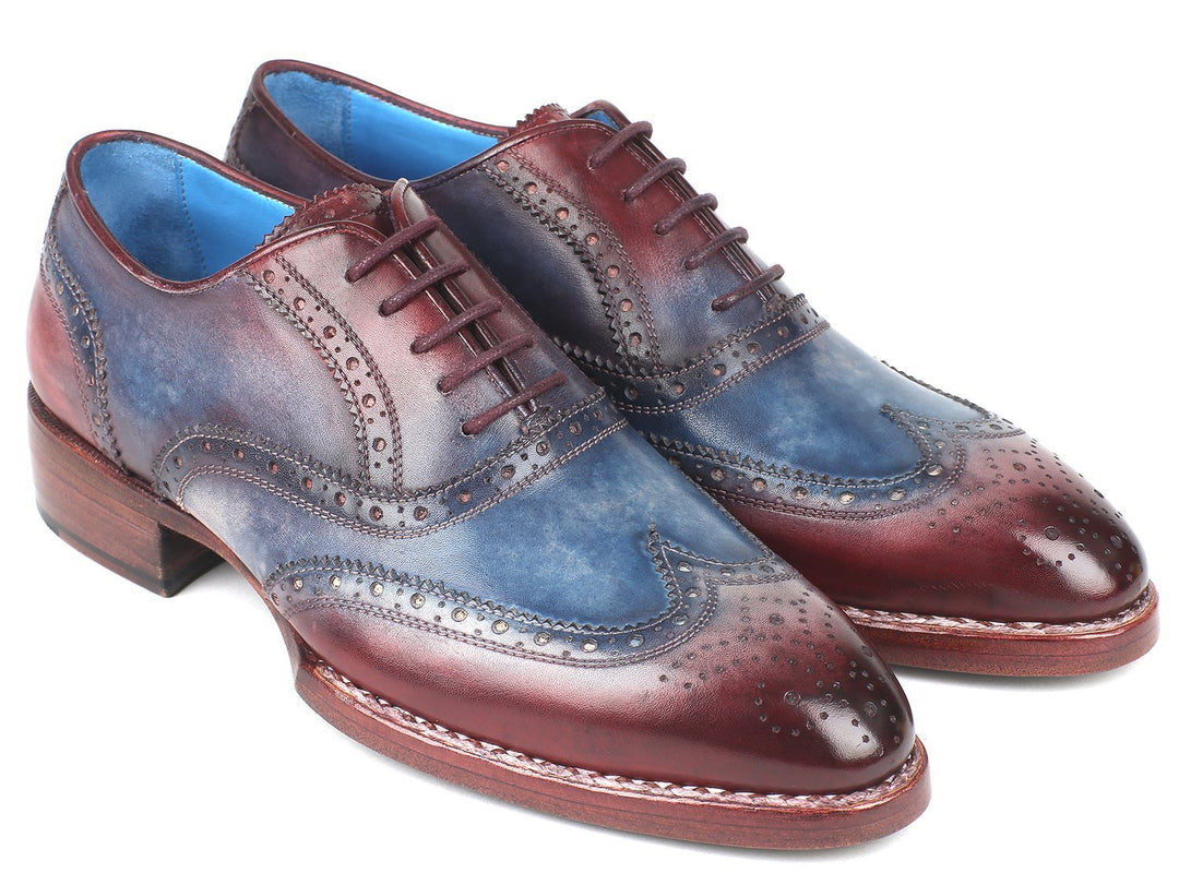 Paul Parkman Men's Goodyear Welted Wingtip Oxfords in Blue & Brown Blue & Brown / 10.5 Paul Parkman Men's Goodyear Welted Wingtip Oxfords in Blue & Brown Blue & Brown / 10.5