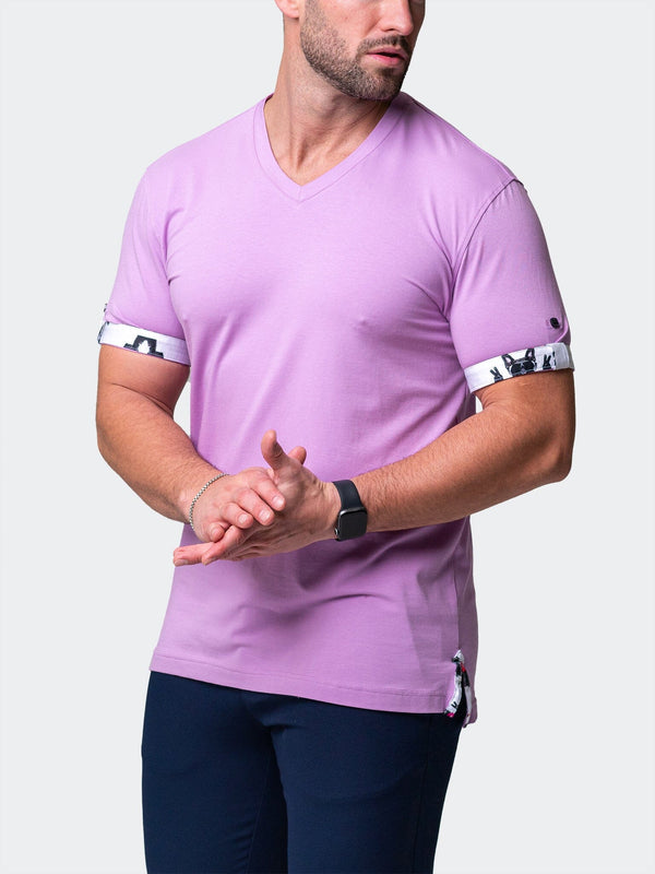 Maceoo Stretch Short-Sleeve Tshirts | V-Neck Vivaldisolidpeace Purple